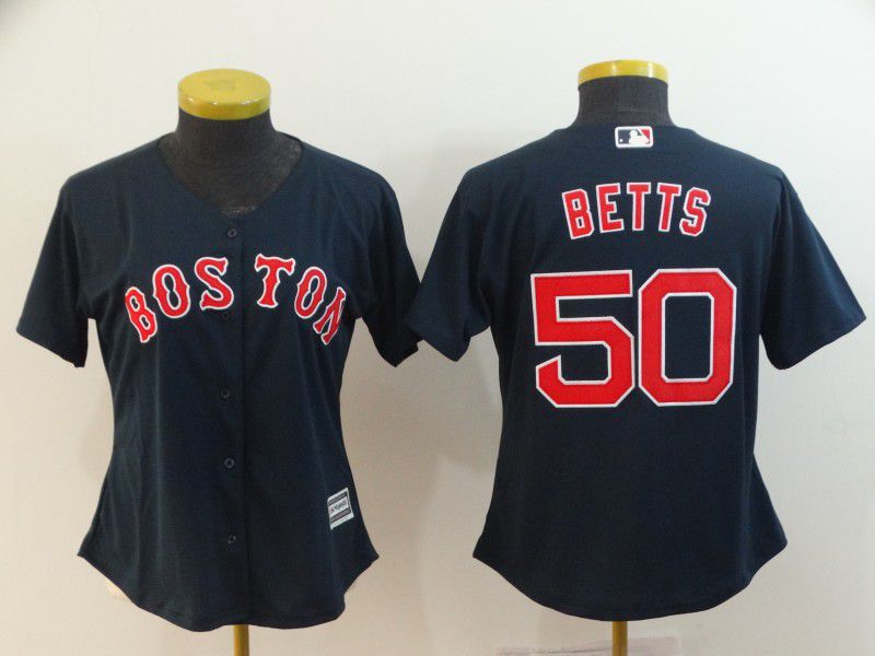 Women Boston Red Sox #50 Betts Blue Game MLB Jerseys